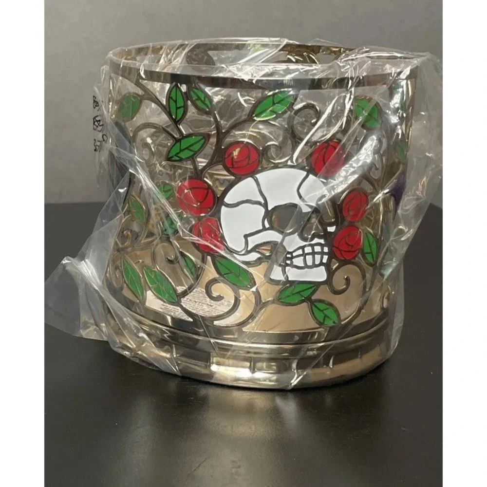 Bath & Body Works Enchanted Skull And Roses 3 Wick Candle Holder Halloween 2023